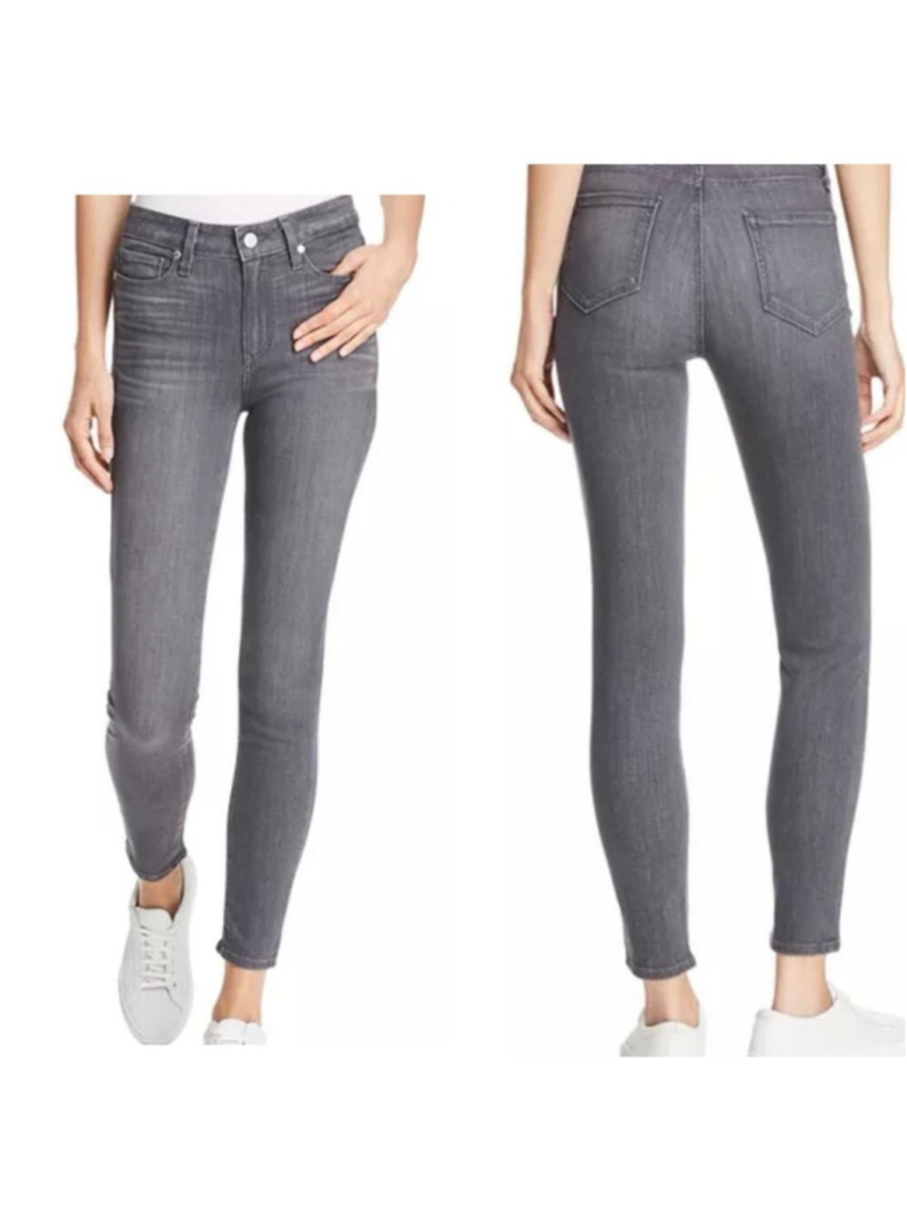 PAIGE High Rise Hoxton Ankle Skinny Jeans Womens Gray Classic Stretch 27